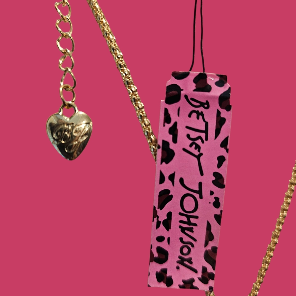 Betsey Johnson Gold and Blue Crystal Necklace - Picture 2 of 4